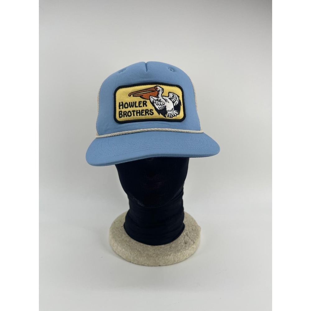 Howler Brothers Pelican Patch Trucker Hat Blue Cream Mesh Snapback Cap